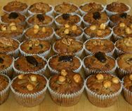 Nutty Fruit Cakes - Our popular nutty fruit cake - a glorified date and walnut cake with added hazelnuts, apricots, prunes and vine fruits, made as individual muffin sized cakes.  For Christmas, weddings or any time.