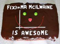 Maths Cake - A large chocolate fudge cake made for an S4 Maths class to give to their teacher who was leaving.  The decoration was designed by a pupil.