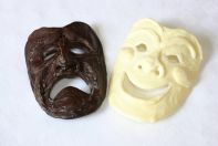 Drama Masks - Hand made drama masks, one made with dark chocolate, the other with white chocolate.